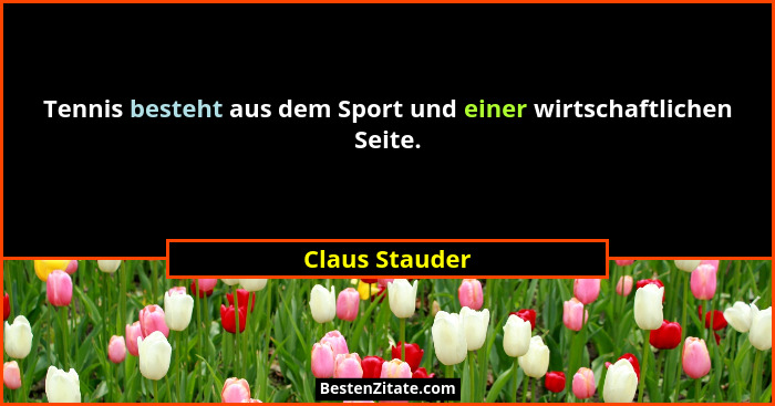 Tennis besteht aus dem Sport und einer wirtschaftlichen Seite.... - Claus Stauder