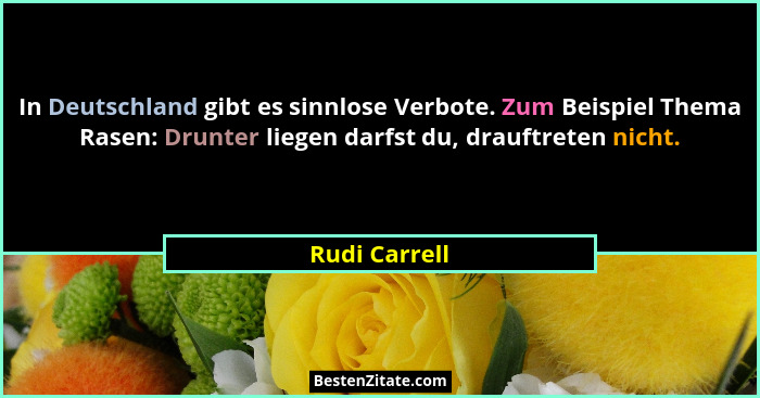 In Deutschland gibt es sinnlose Verbote. Zum Beispiel Thema Rasen: Drunter liegen darfst du, drauftreten nicht.... - Rudi Carrell