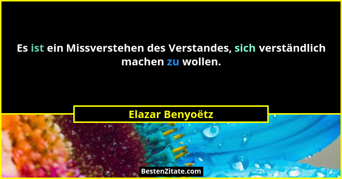 Es ist ein Missverstehen des Verstandes, sich verständlich machen zu wollen.... - Elazar Benyoëtz