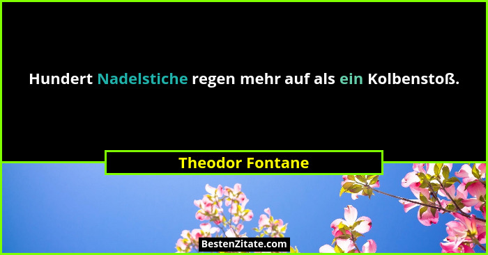Hundert Nadelstiche regen mehr auf als ein Kolbenstoß.... - Theodor Fontane