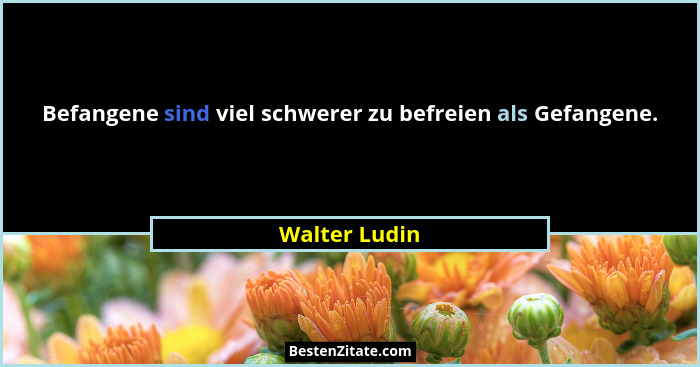 Befangene sind viel schwerer zu befreien als Gefangene.... - Walter Ludin