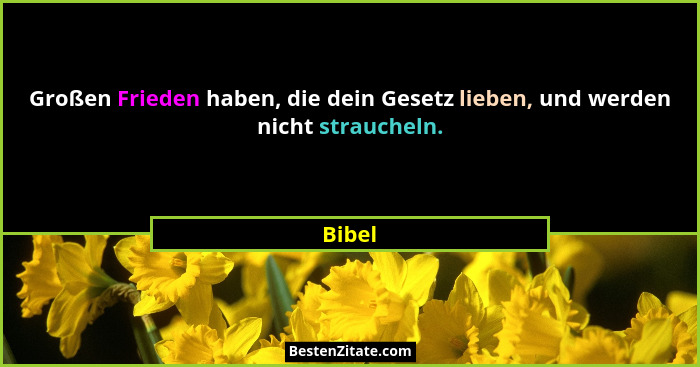Großen Frieden haben, die dein Gesetz lieben, und werden nicht straucheln.... - Bibel