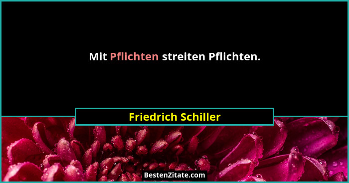 Mit Pflichten streiten Pflichten.... - Friedrich Schiller
