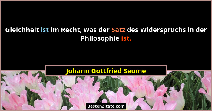 Gleichheit ist im Recht, was der Satz des Widerspruchs in der Philosophie ist.... - Johann Gottfried Seume