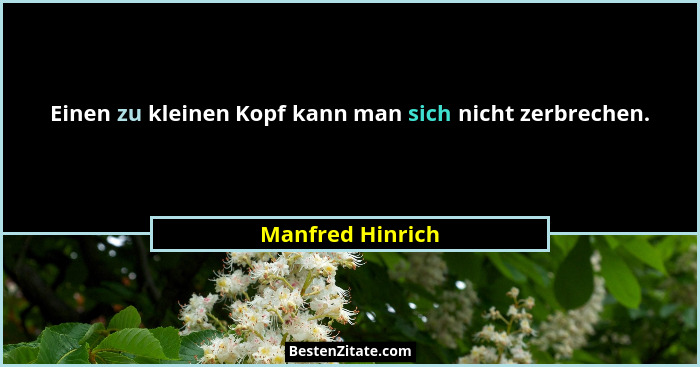 Einen zu kleinen Kopf kann man sich nicht zerbrechen.... - Manfred Hinrich