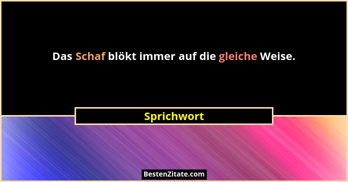 Das Schaf blökt immer auf die gleiche Weise.... - Sprichwort