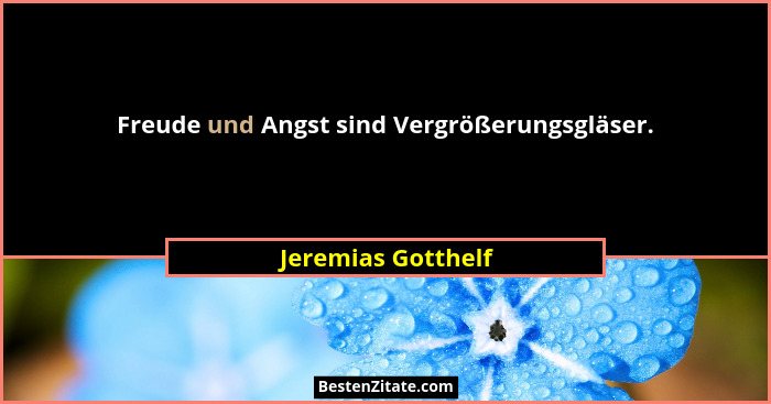 Freude und Angst sind Vergrößerungsgläser.... - Jeremias Gotthelf