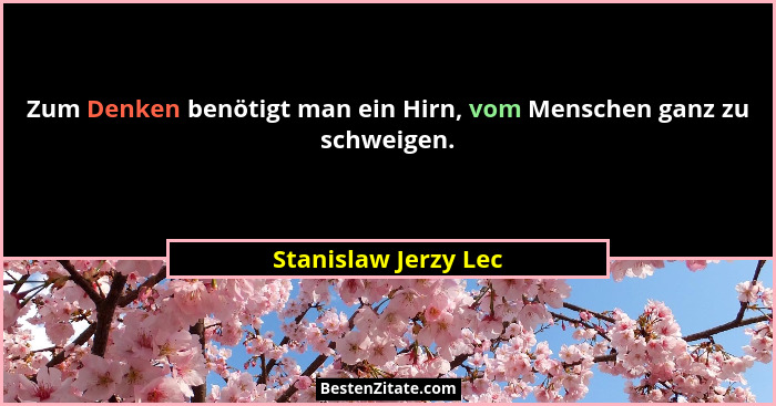 Zum Denken benötigt man ein Hirn, vom Menschen ganz zu schweigen.... - Stanislaw Jerzy Lec