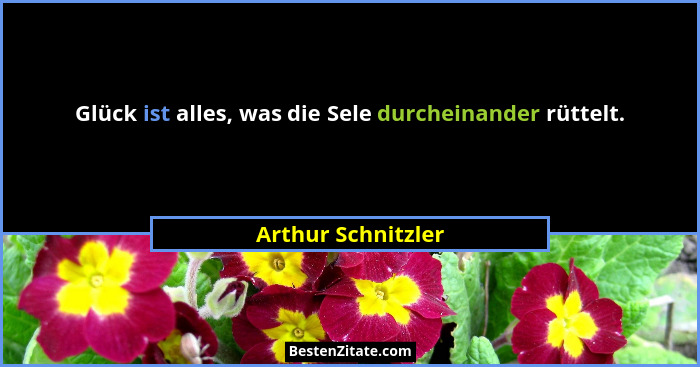 Glück ist alles, was die Sele durcheinander rüttelt.... - Arthur Schnitzler