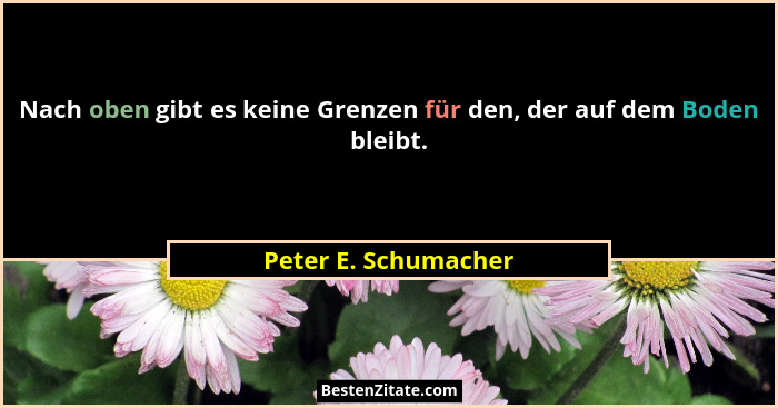 Nach oben gibt es keine Grenzen für den, der auf dem Boden bleibt.... - Peter E. Schumacher