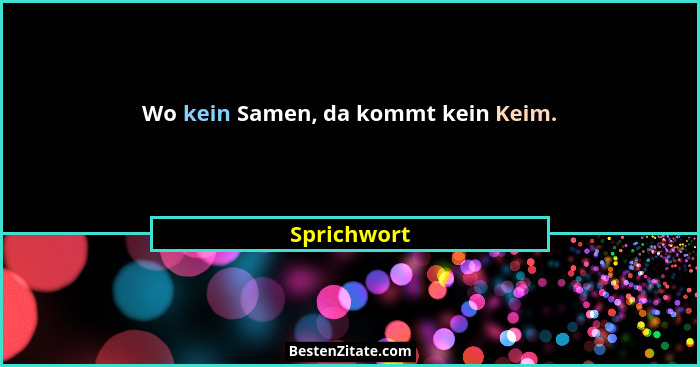 Wo kein Samen, da kommt kein Keim.... - Sprichwort
