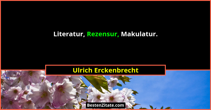 Literatur, Rezensur, Makulatur.... - Ulrich Erckenbrecht
