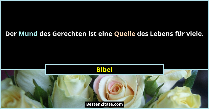 Der Mund des Gerechten ist eine Quelle des Lebens für viele.... - Bibel