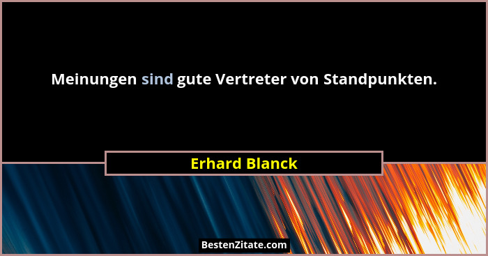 Meinungen sind gute Vertreter von Standpunkten.... - Erhard Blanck