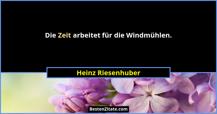Die Zeit arbeitet für die Windmühlen.... - Heinz Riesenhuber