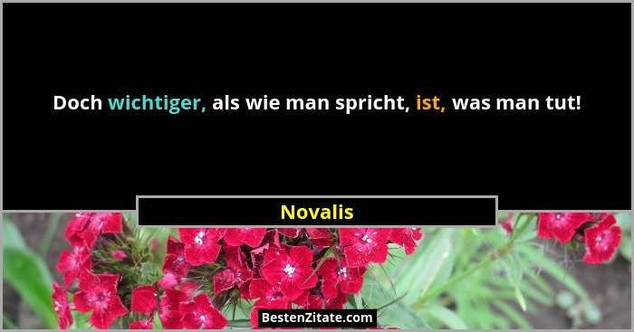 Doch wichtiger, als wie man spricht, ist, was man tut!... - Novalis