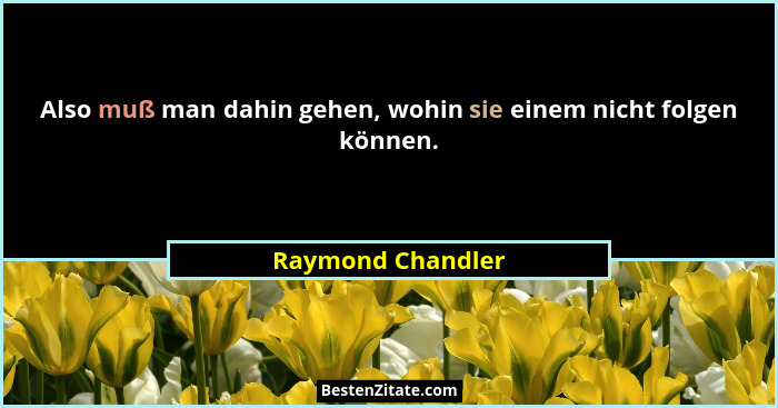 Also muß man dahin gehen, wohin sie einem nicht folgen können.... - Raymond Chandler