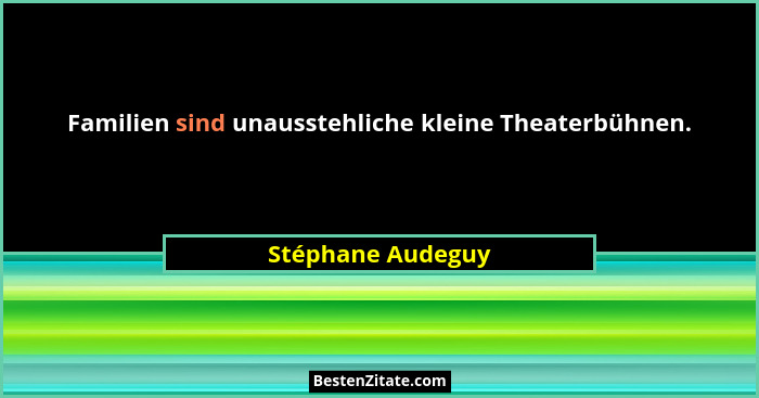 Familien sind unausstehliche kleine Theaterbühnen.... - Stéphane Audeguy