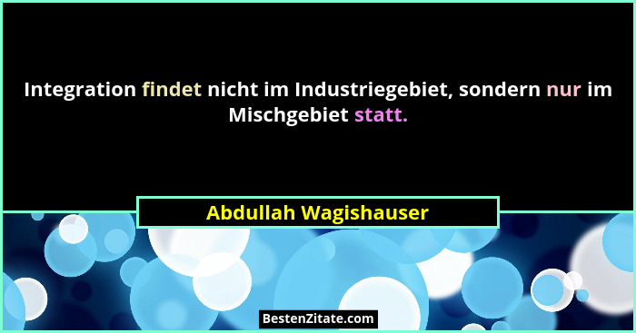 Integration findet nicht im Industriegebiet, sondern nur im Mischgebiet statt.... - Abdullah Wagishauser