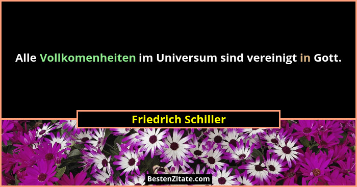 Alle Vollkomenheiten im Universum sind vereinigt in Gott.... - Friedrich Schiller