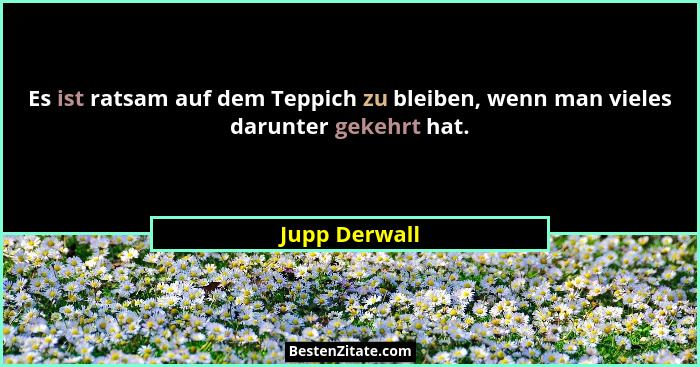 Es ist ratsam auf dem Teppich zu bleiben, wenn man vieles darunter gekehrt hat.... - Jupp Derwall