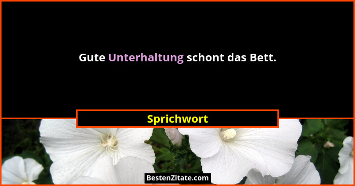 Gute Unterhaltung schont das Bett.... - Sprichwort