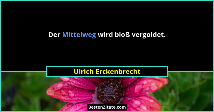 Der Mittelweg wird bloß vergoldet.... - Ulrich Erckenbrecht