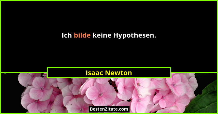 Ich bilde keine Hypothesen.... - Isaac Newton