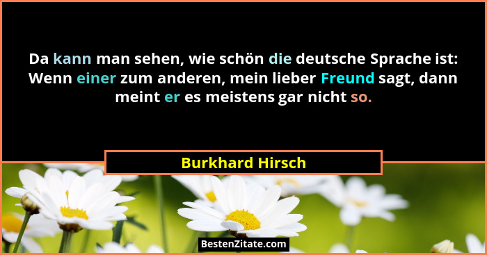 Da kann man sehen, wie schön die deutsche Sprache ist: Wenn einer zum anderen, mein lieber Freund sagt, dann meint er es meistens ga... - Burkhard Hirsch