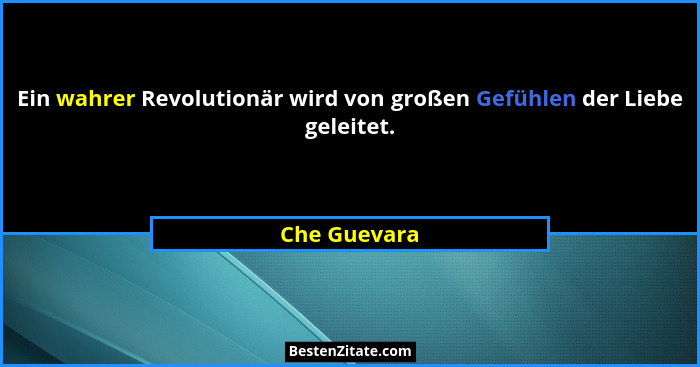 Ein wahrer Revolutionär wird von großen Gefühlen der Liebe geleitet.... - Che Guevara