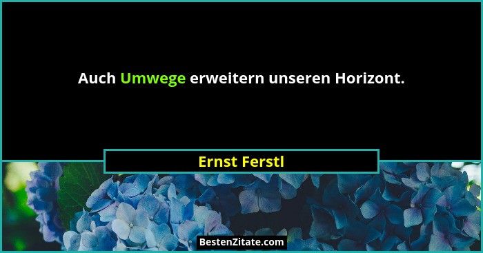 Auch Umwege erweitern unseren Horizont.... - Ernst Ferstl