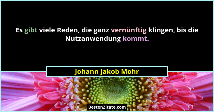 Es gibt viele Reden, die ganz vernünftig klingen, bis die Nutzanwendung kommt.... - Johann Jakob Mohr