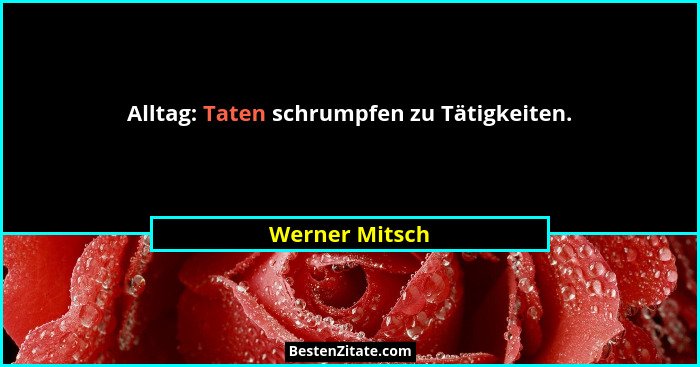 Alltag: Taten schrumpfen zu Tätigkeiten.... - Werner Mitsch