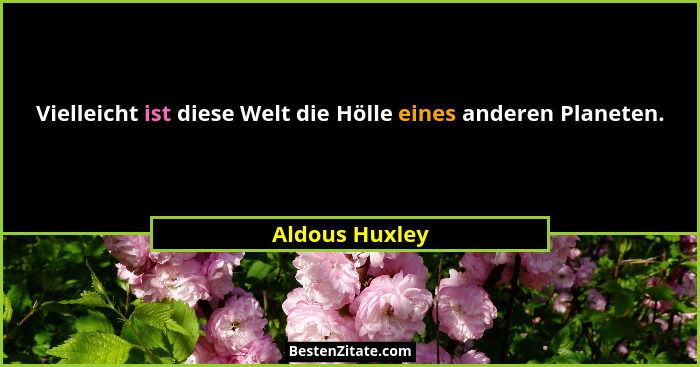 Vielleicht ist diese Welt die Hölle eines anderen Planeten.... - Aldous Huxley