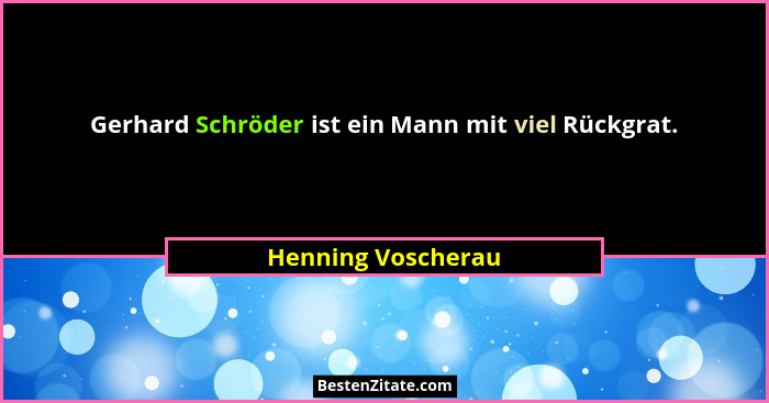 Gerhard Schröder ist ein Mann mit viel Rückgrat.... - Henning Voscherau