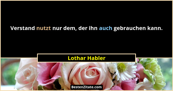 Verstand nutzt nur dem, der ihn auch gebrauchen kann.... - Lothar Habler