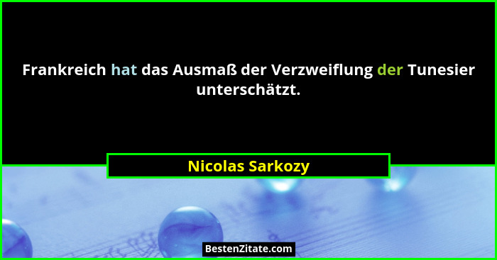 Frankreich hat das Ausmaß der Verzweiflung der Tunesier unterschätzt.... - Nicolas Sarkozy