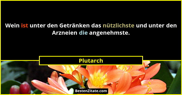 Wein ist unter den Getränken das nützlichste und unter den Arzneien die angenehmste.... - Plutarch