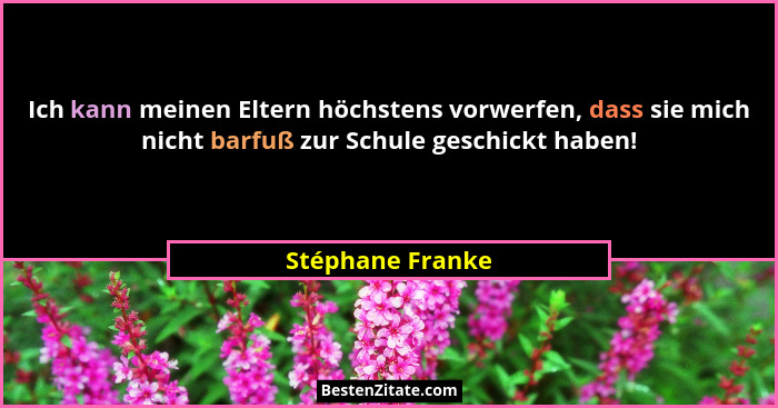 Ich kann meinen Eltern höchstens vorwerfen, dass sie mich nicht barfuß zur Schule geschickt haben!... - Stéphane Franke