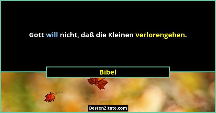 Gott will nicht, daß die Kleinen verlorengehen.... - Bibel