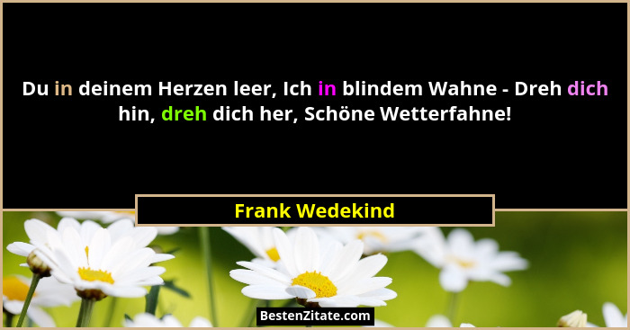 Du in deinem Herzen leer, Ich in blindem Wahne - Dreh dich hin, dreh dich her, Schöne Wetterfahne!... - Frank Wedekind