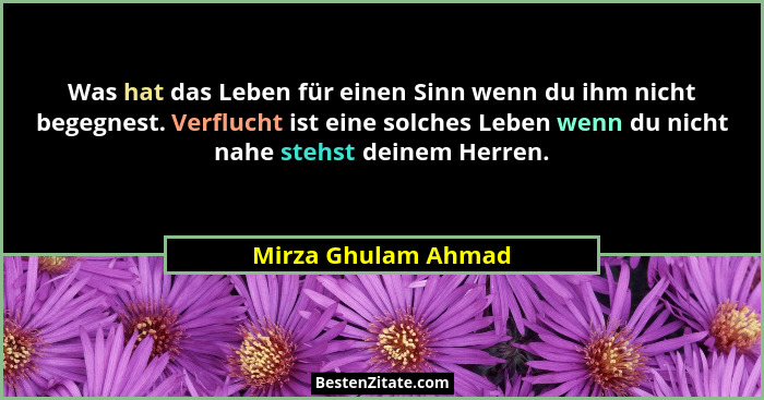 Was hat das Leben für einen Sinn wenn du ihm nicht begegnest. Verflucht ist eine solches Leben wenn du nicht nahe stehst deinem H... - Mirza Ghulam Ahmad