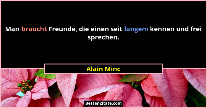 Man braucht Freunde, die einen seit langem kennen und frei sprechen.... - Alain Minc