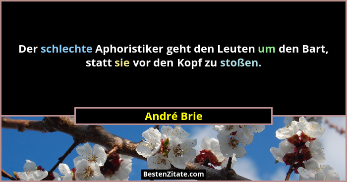 Der schlechte Aphoristiker geht den Leuten um den Bart, statt sie vor den Kopf zu stoßen.... - André Brie