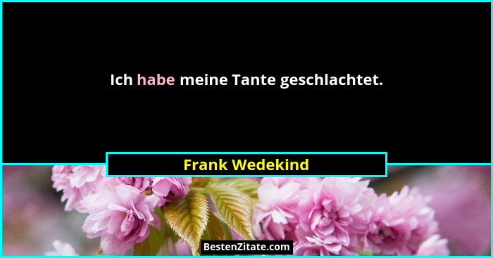 Ich habe meine Tante geschlachtet.... - Frank Wedekind
