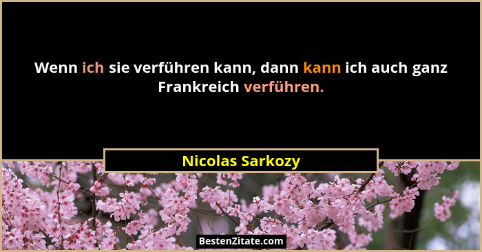 Wenn ich sie verführen kann, dann kann ich auch ganz Frankreich verführen.... - Nicolas Sarkozy