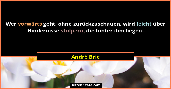 Wer vorwärts geht, ohne zurückzuschauen, wird leicht über Hindernisse stolpern, die hinter ihm liegen.... - André Brie