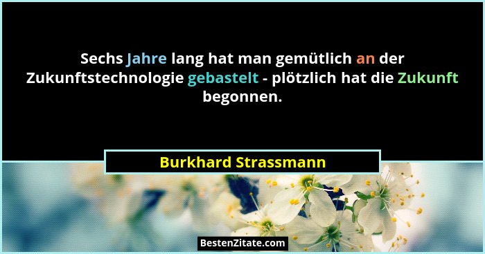 Sechs Jahre lang hat man gemütlich an der Zukunftstechnologie gebastelt - plötzlich hat die Zukunft begonnen.... - Burkhard Strassmann