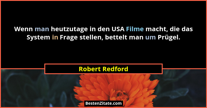 Wenn man heutzutage in den USA Filme macht, die das System in Frage stellen, bettelt man um Prügel.... - Robert Redford