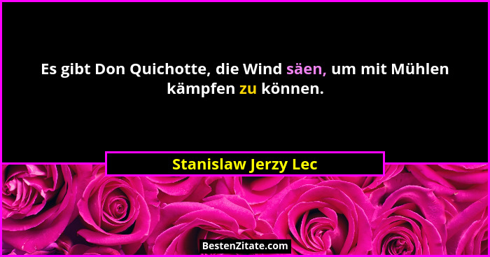 Es gibt Don Quichotte, die Wind säen, um mit Mühlen kämpfen zu können.... - Stanislaw Jerzy Lec